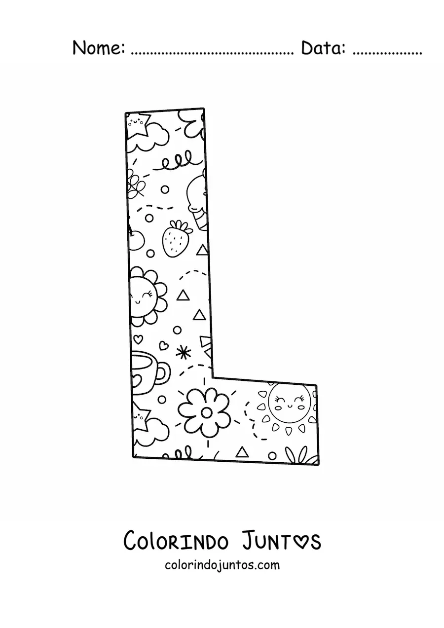 Desenho para colorir da letra L em desenho animado