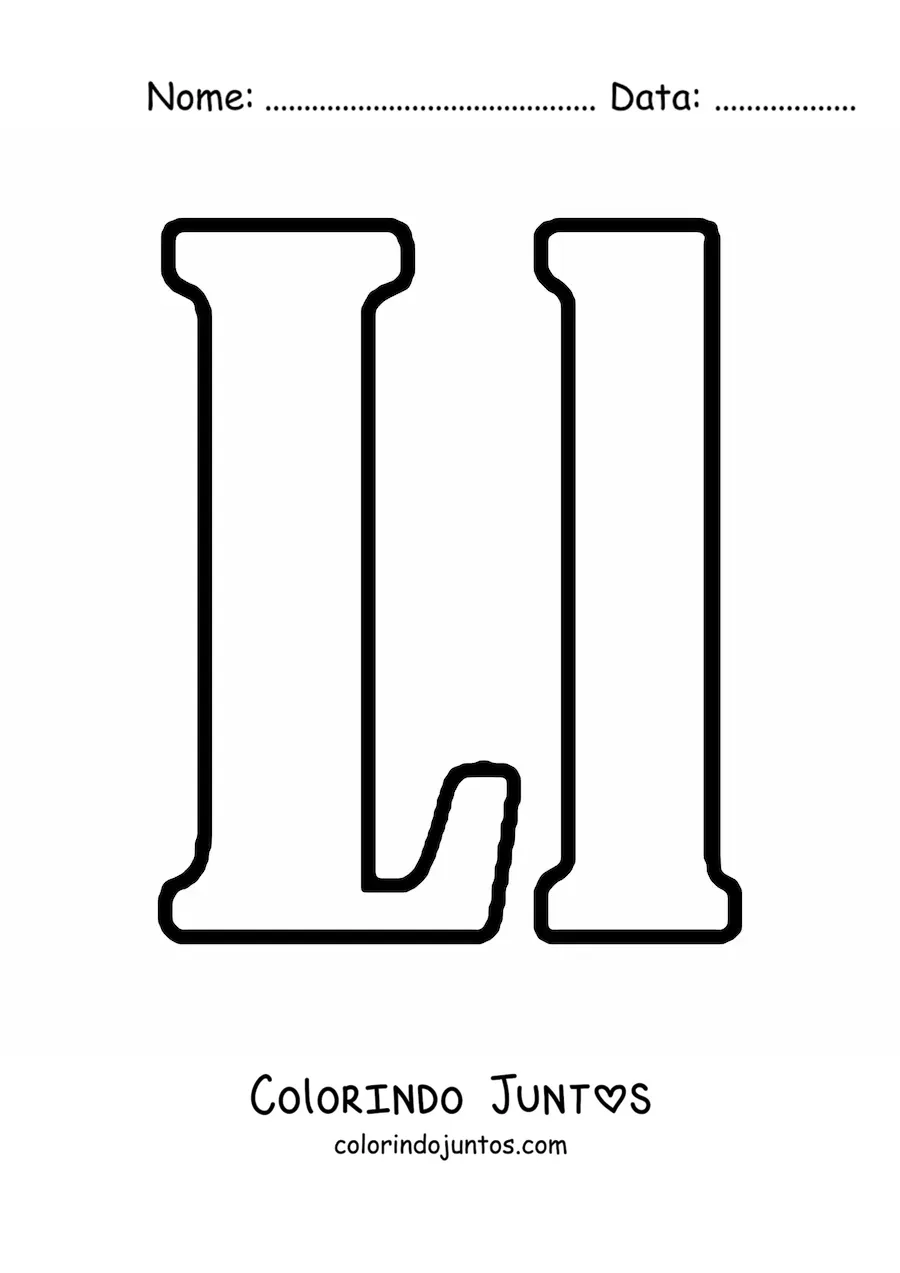 Desenho para colorir de letra L maiúscula e minúscula grande