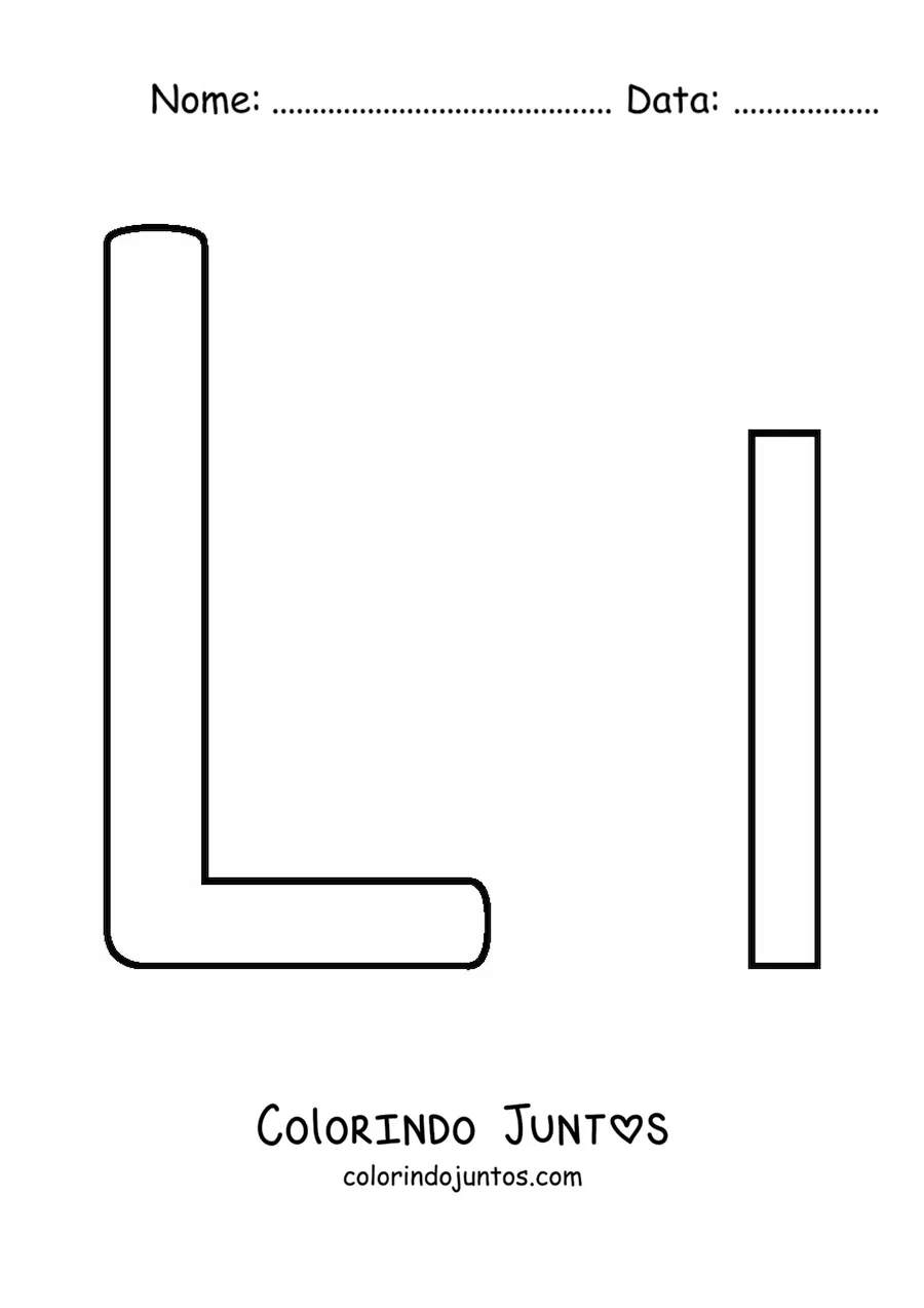 Desenho para colorir de letra L maiúscula e minúscula fácil
