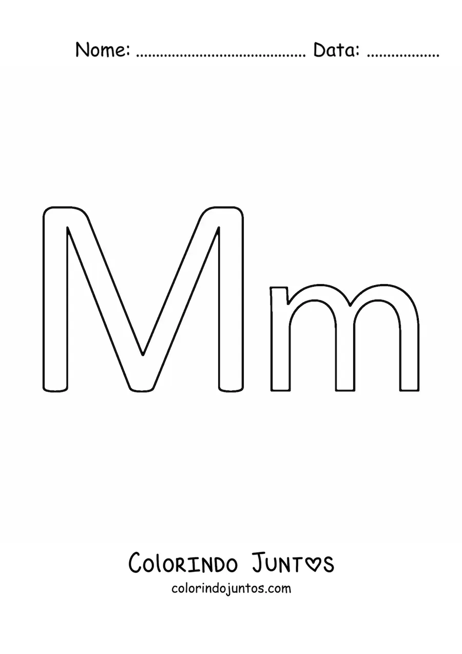 Desenho para colorir de letra M maiúscula e minúscula fácil