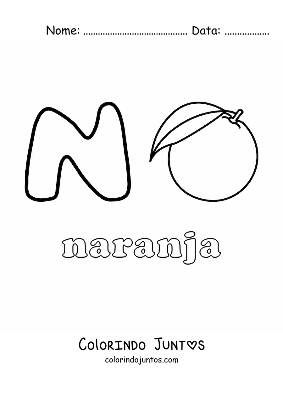 Desenho para colorir de N de laranja