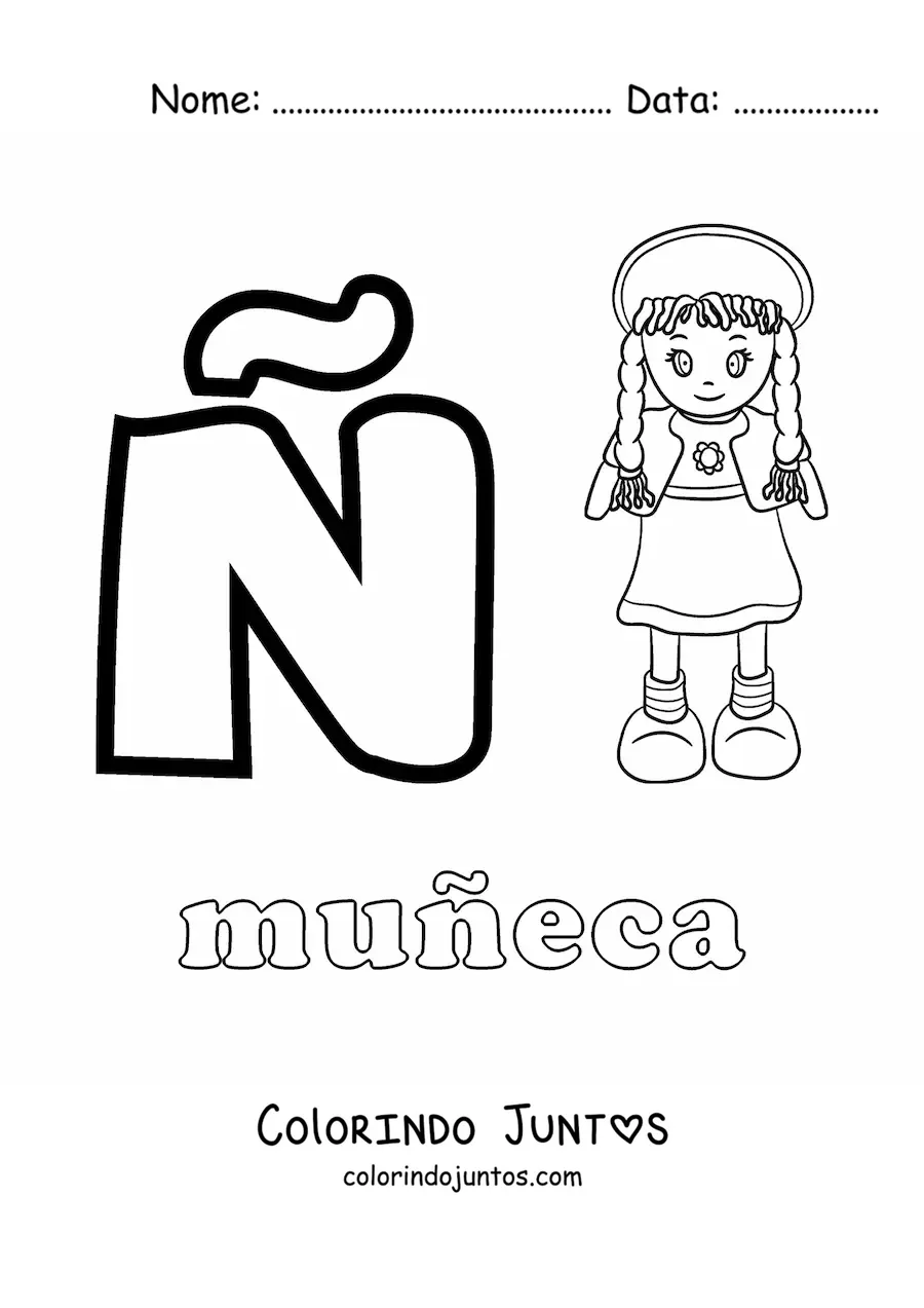 Desenho para colorir de Ñ de muñeca (boneca)