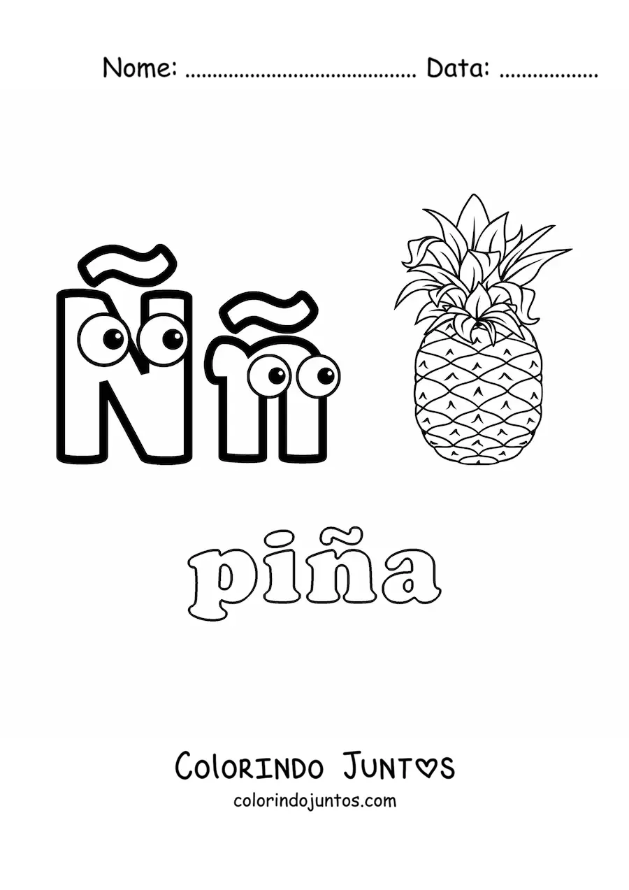 Desenho para colorir de Ñ de piña (abacaxi)