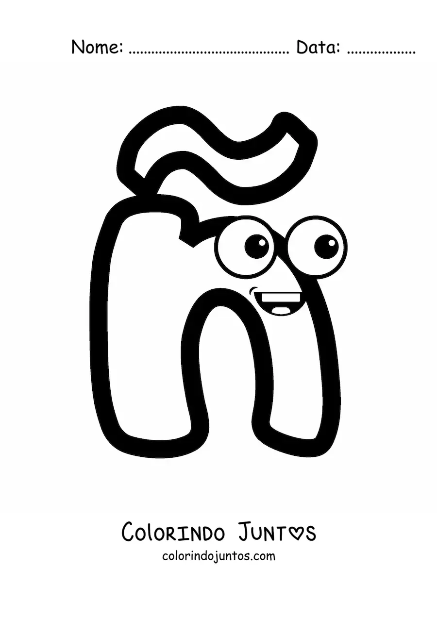 Desenho para colorir de letra ñ minúscula animada