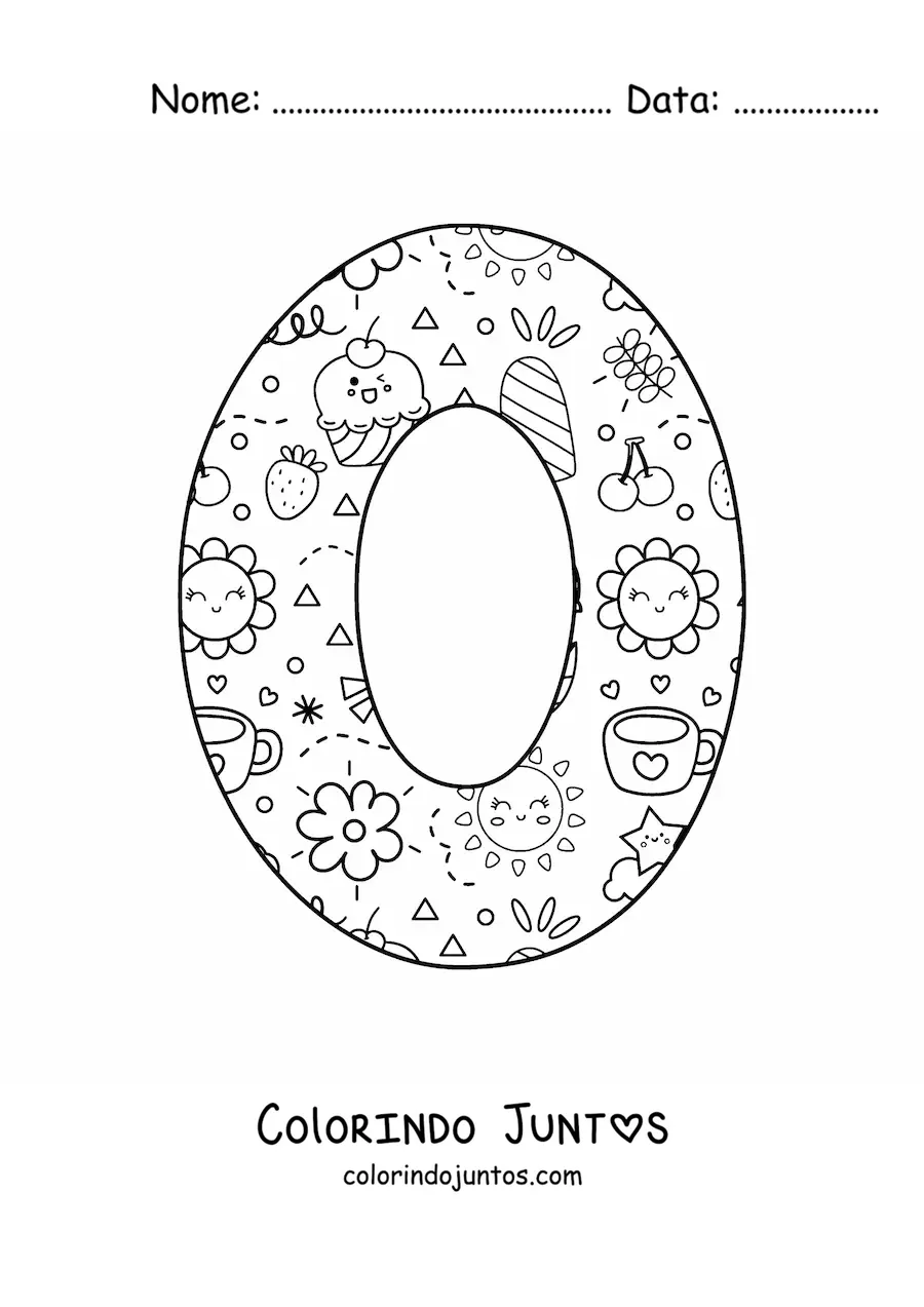 Desenho para colorir da letra O em desenho animado