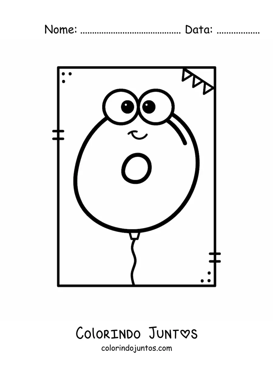 Desenho para colorir da letra O animada em forma de balão