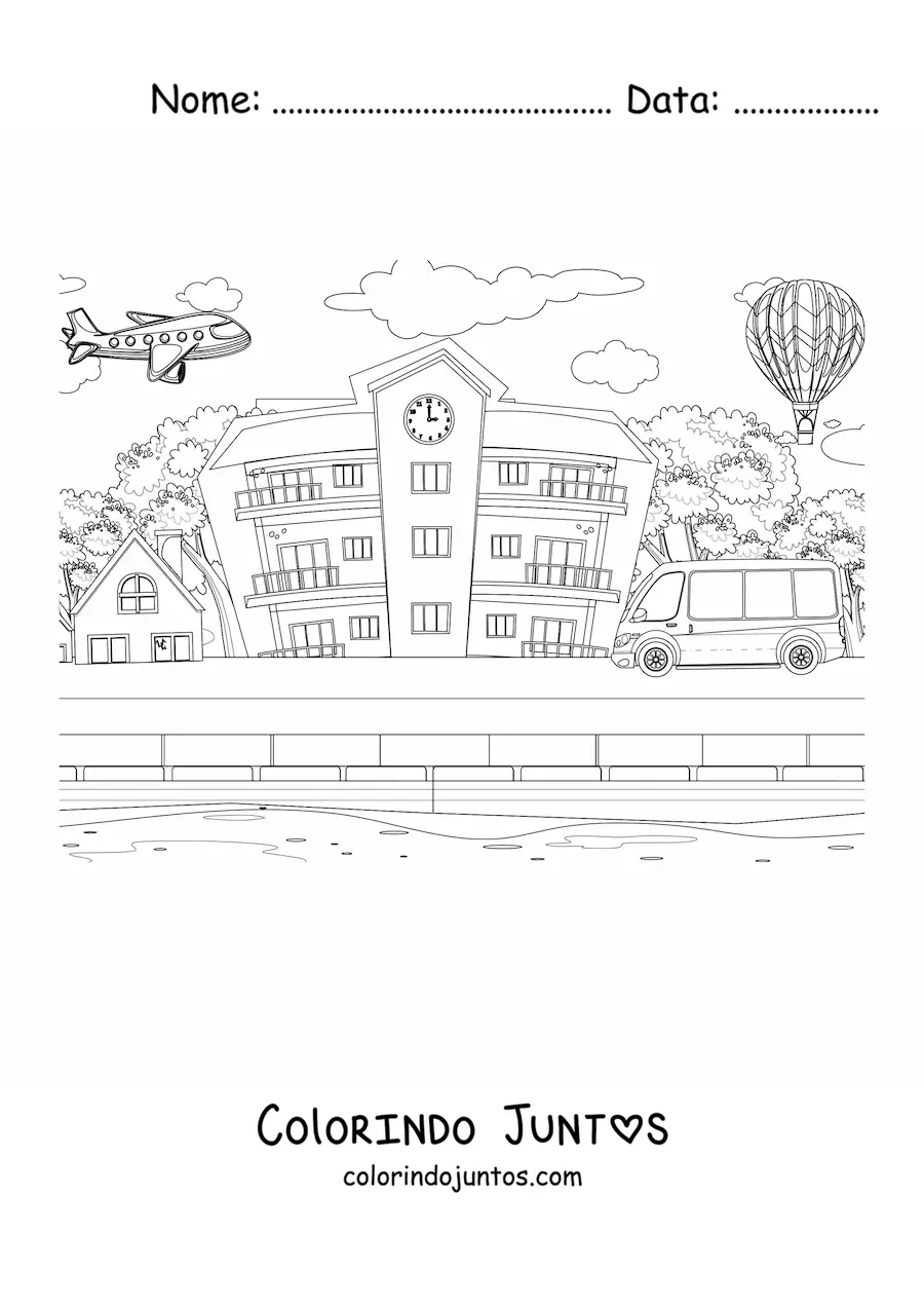Desenho para colorir de um transporte escolar