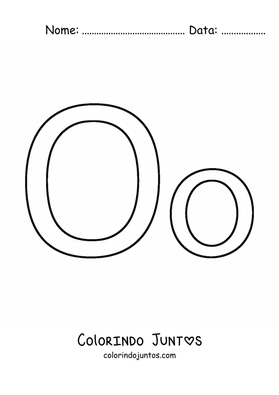 Desenho para colorir da letra O maiúscula e minúscula fácil