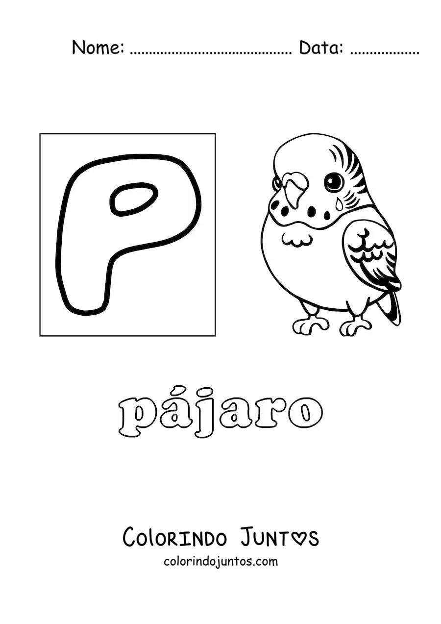 Desenho para colorir de P de pássaro