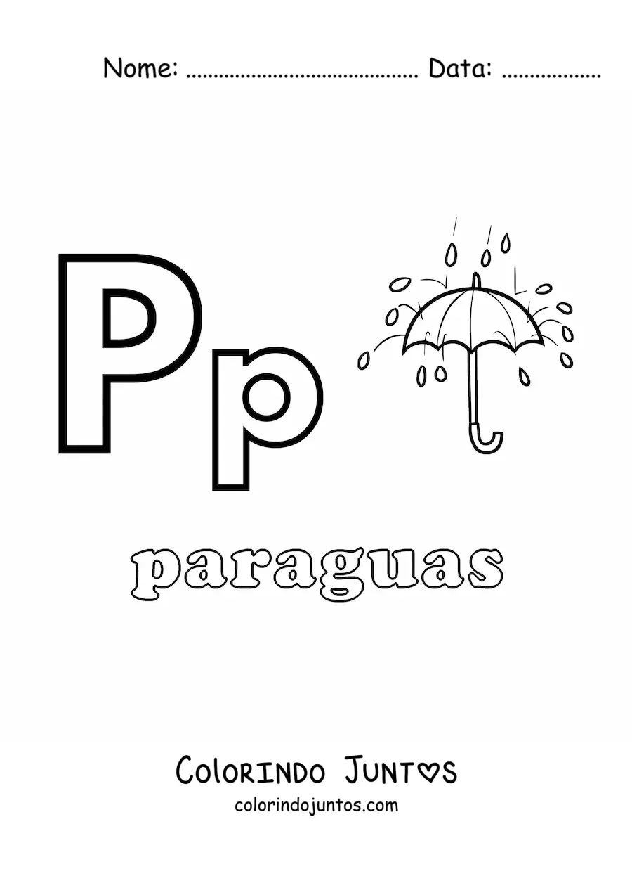 Desenho para colorir de P de guarda-chuva