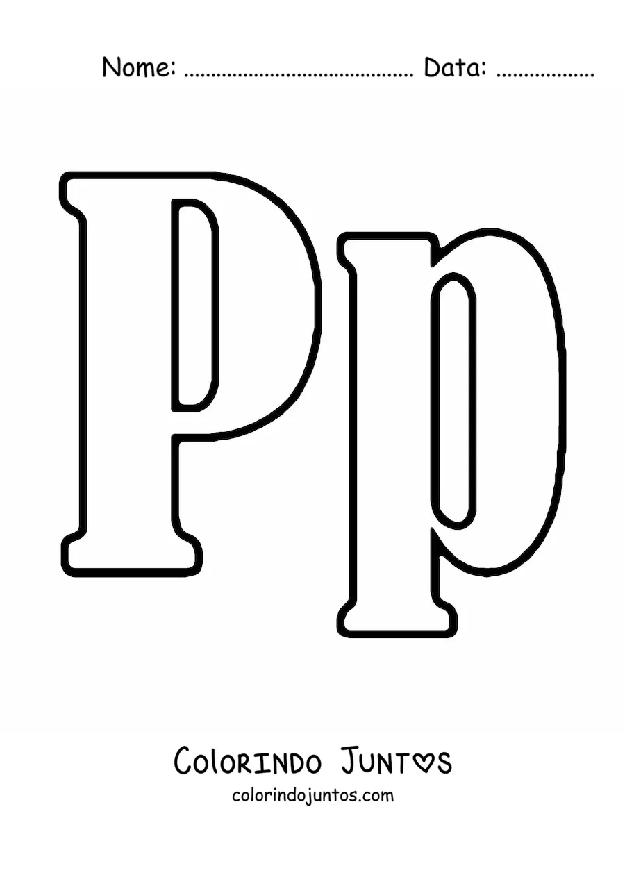 Desenho para colorir da letra P maiúscula e minúscula grande