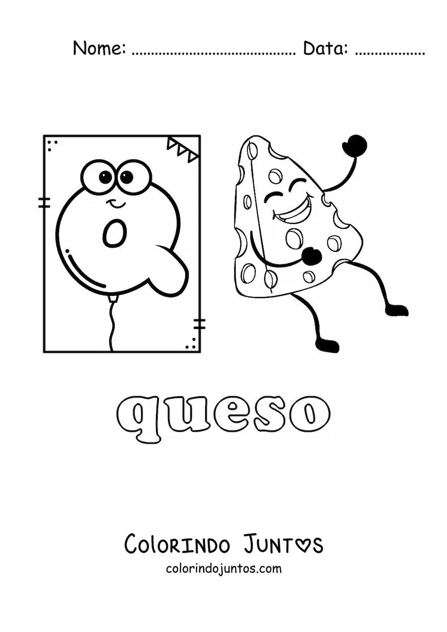 Desenho para colorir de Q de queijo