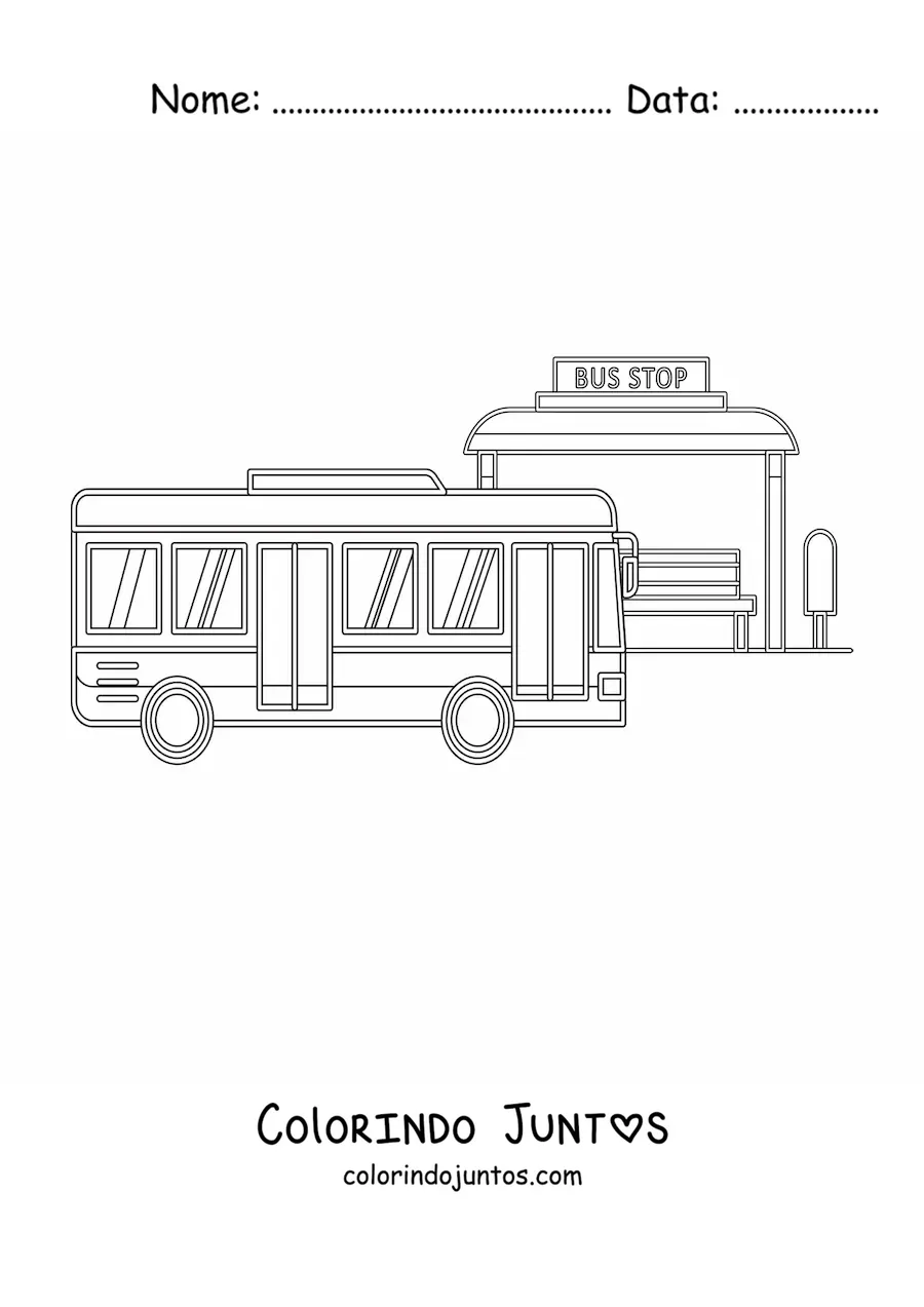 Desenho para colorir de um ponto de onibus