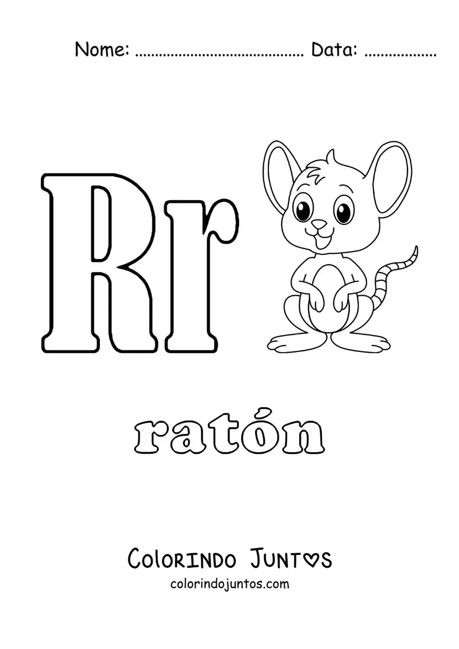 Desenho para colorir de R de rato