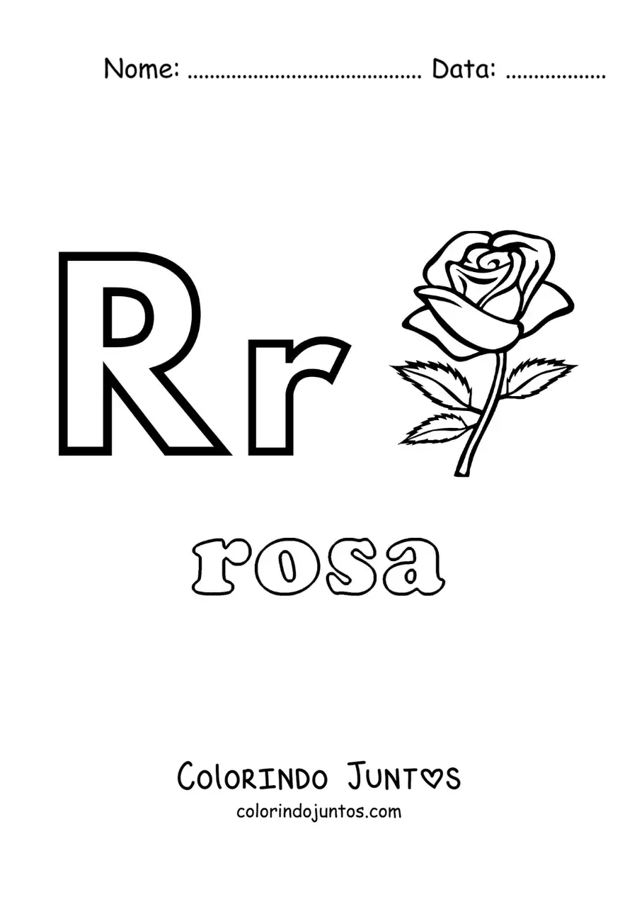 Desenho para colorir de R de rosa