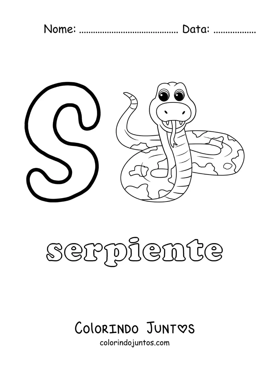Desenho para colorir de S de serpente