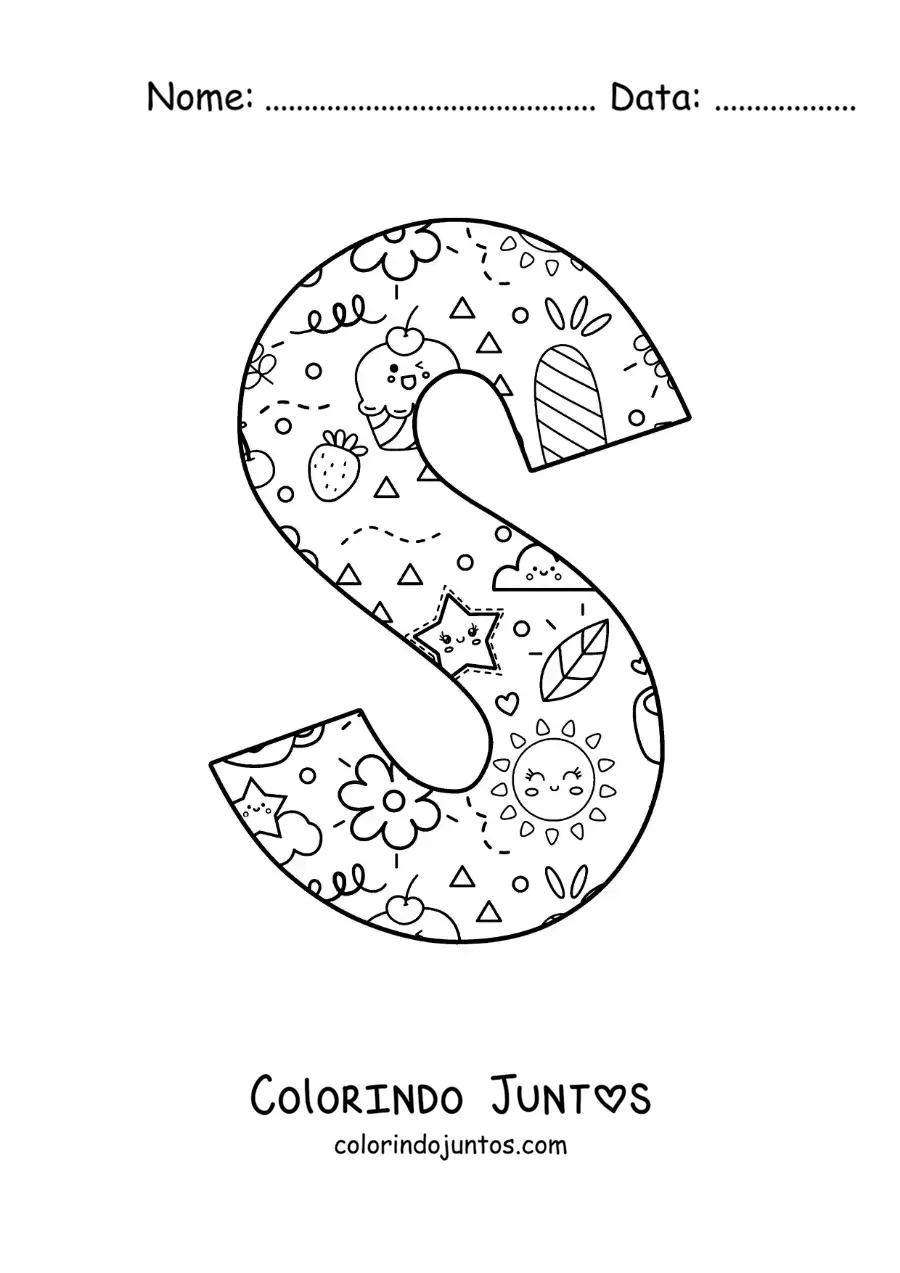 Desenho para colorir da letra S em desenho animado