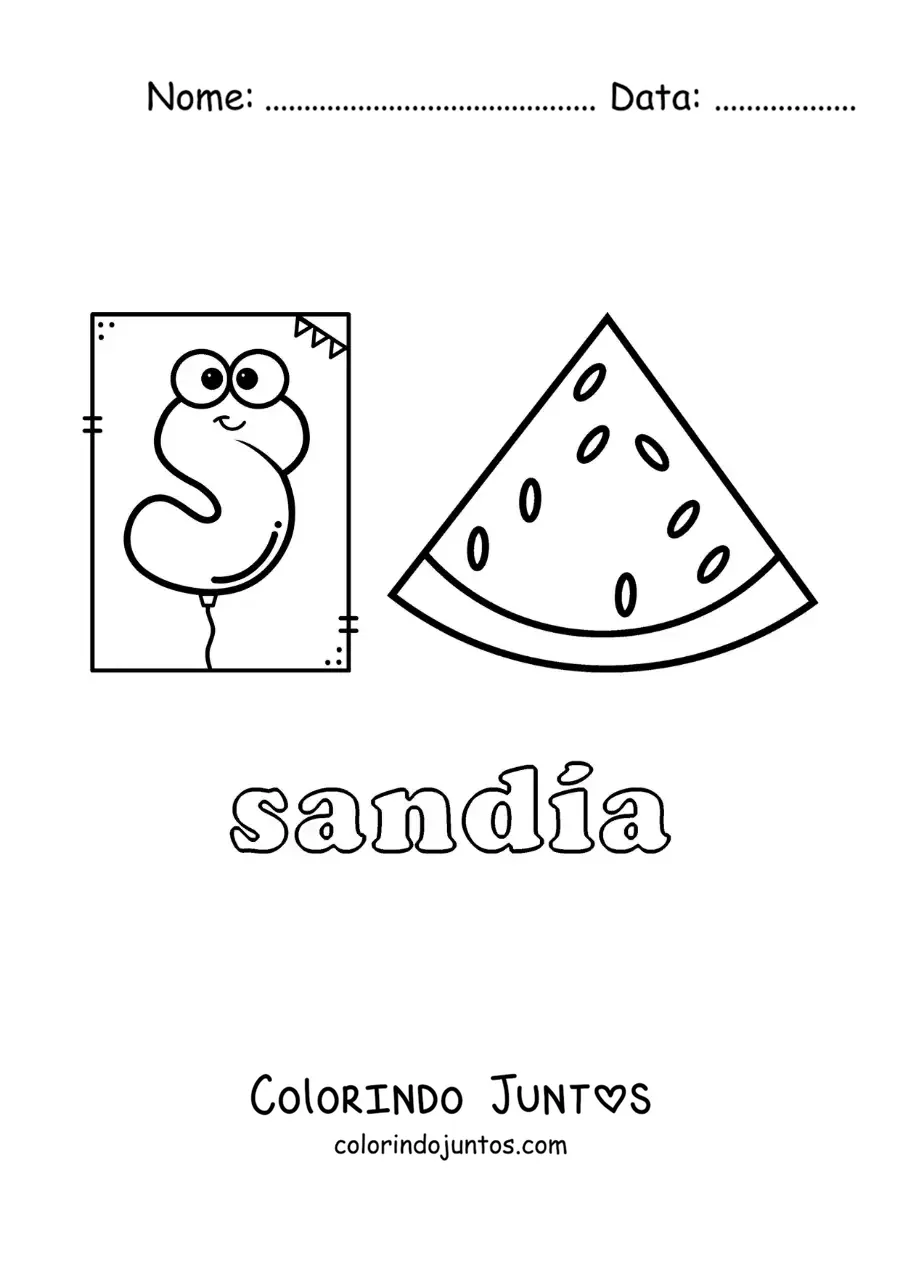 Desenho para colorir de S de melancia