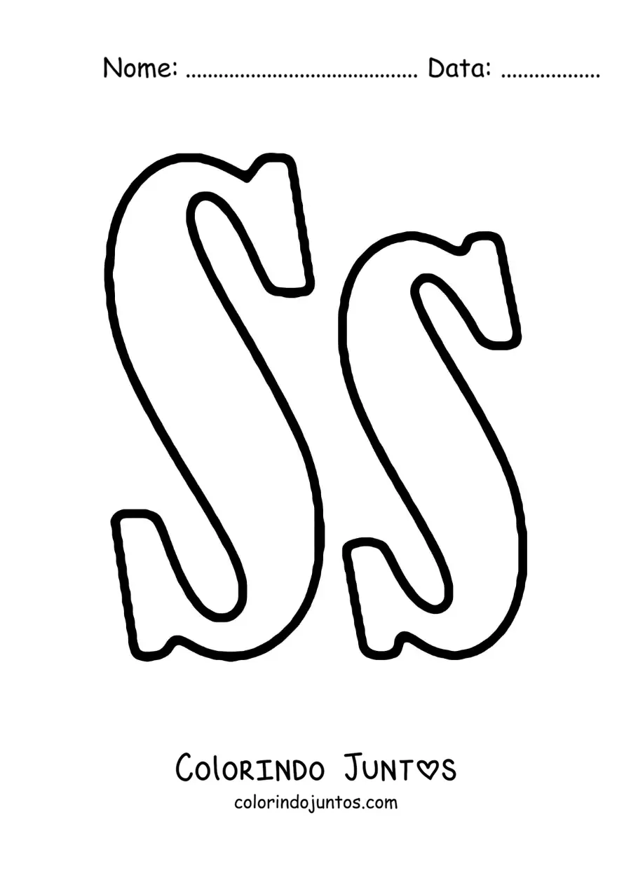 Desenho para colorir da letra S maiúscula e minúscula grande