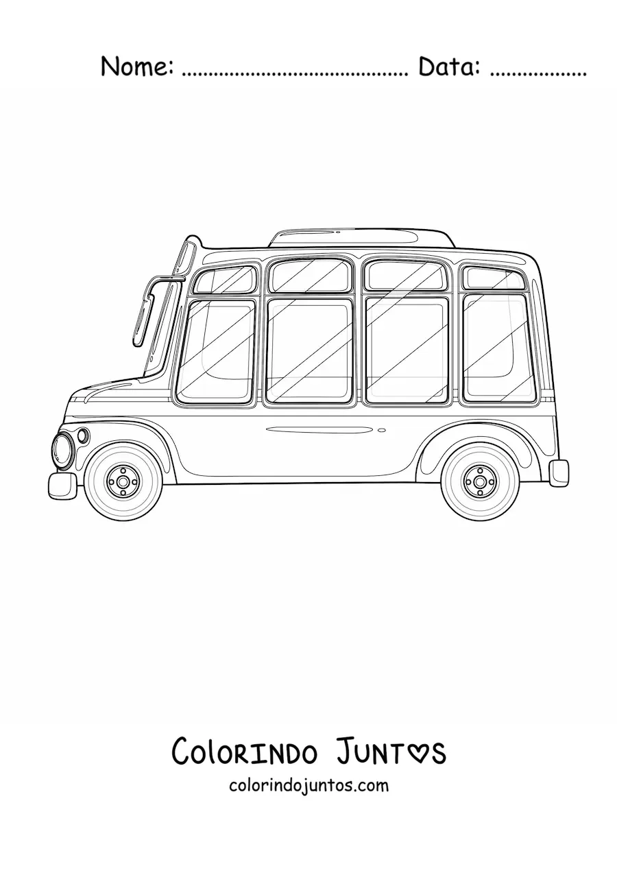 Desenho para colorir de um onibus pequeno