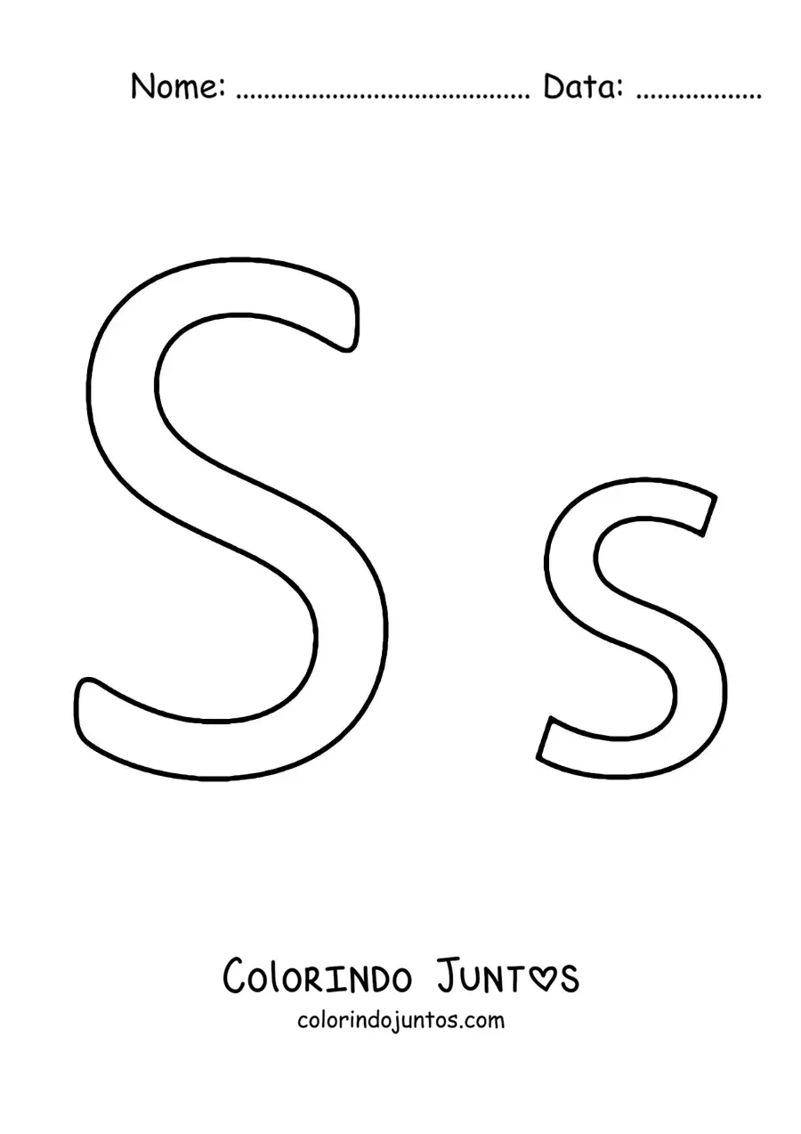 Desenho para colorir da letra S maiúscula e minúscula fácil