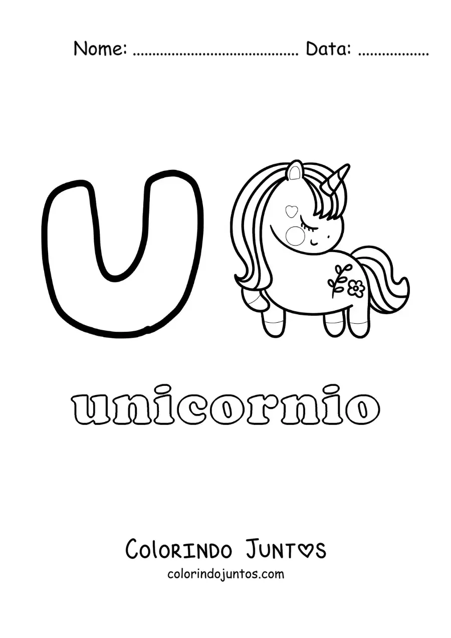 Desenho para colorir de U de unicórnio