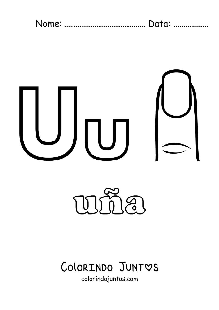 Desenho para colorir de U de unhas