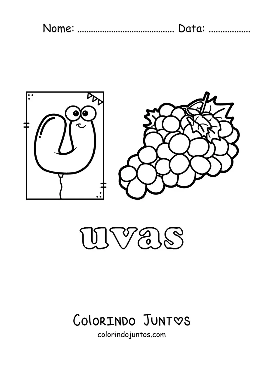 Desenho para colorir de U de uvas