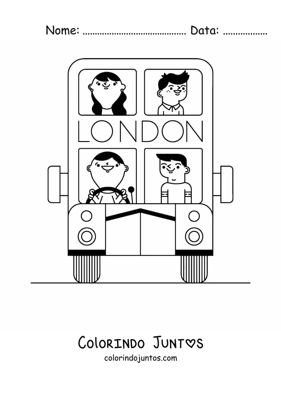 Desenho para colorir de um onibus de Londres