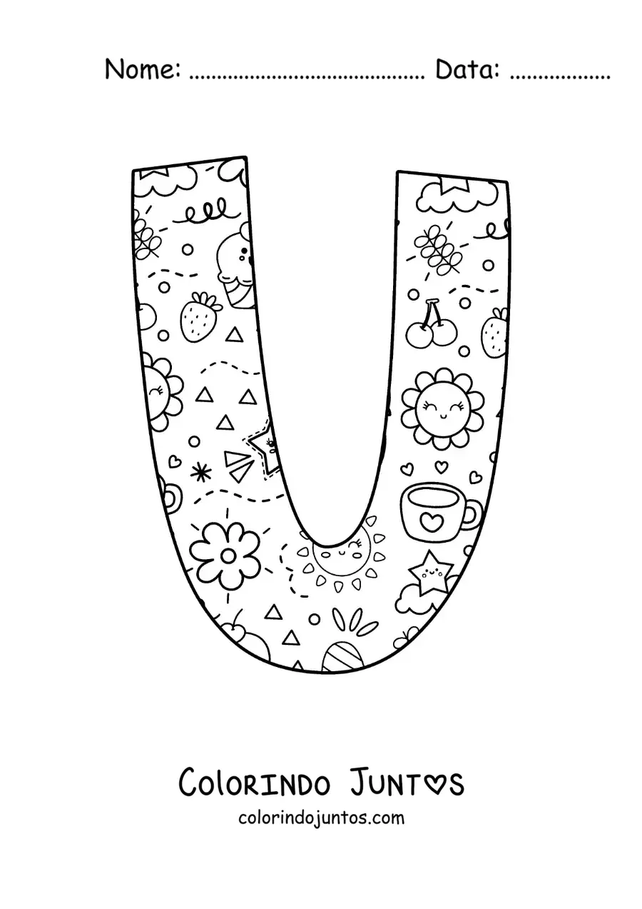 Desenho para colorir da letra U em desenho animado