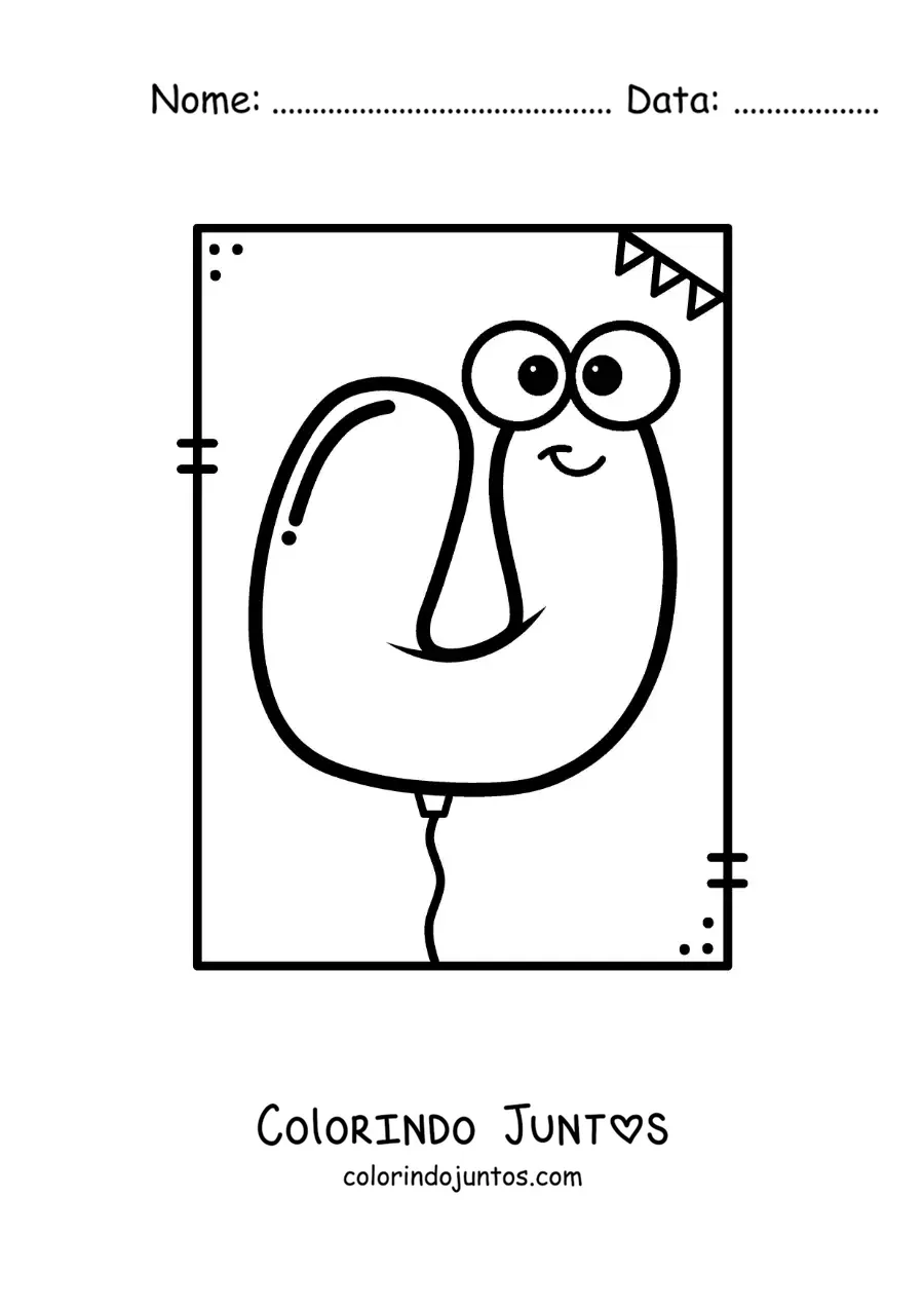Desenho para colorir da letra U animada em forma de balão