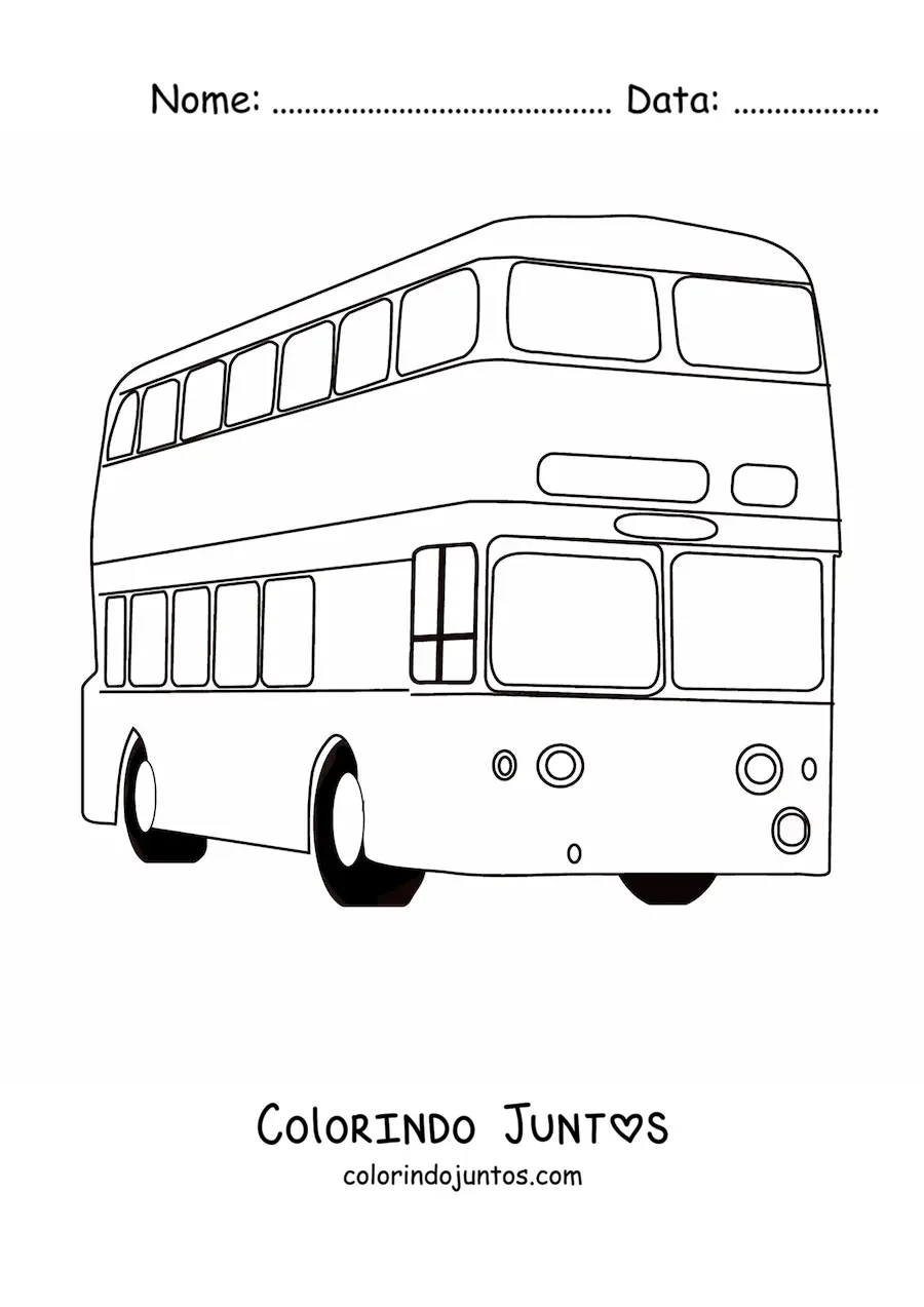 Desenho para colorir de um onibus de dois andares