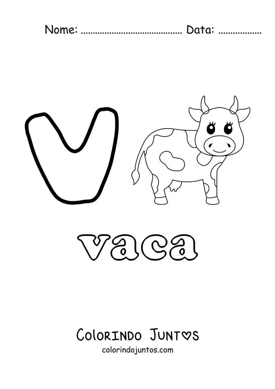 Desenho para colorir de V de vaca