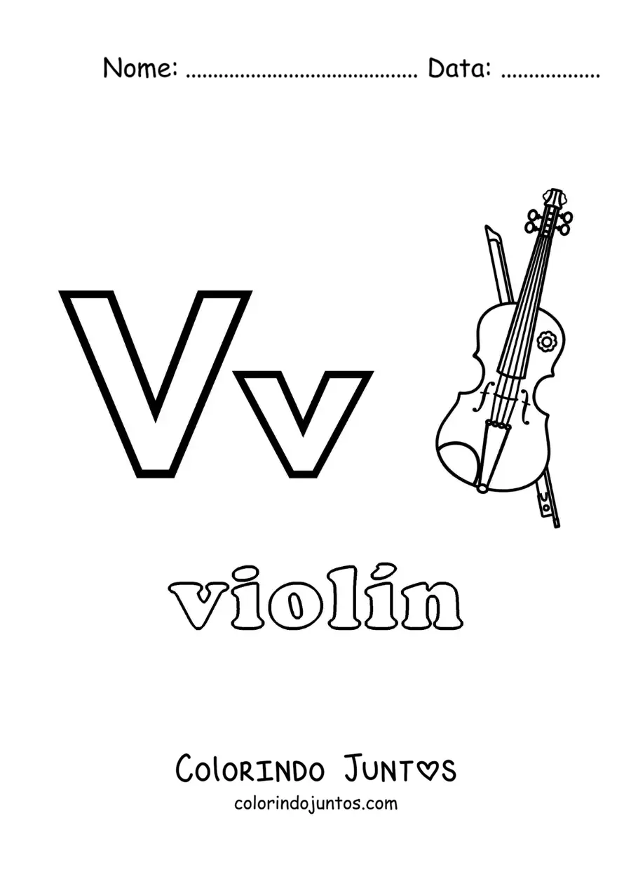 Desenho para colorir de V de violino