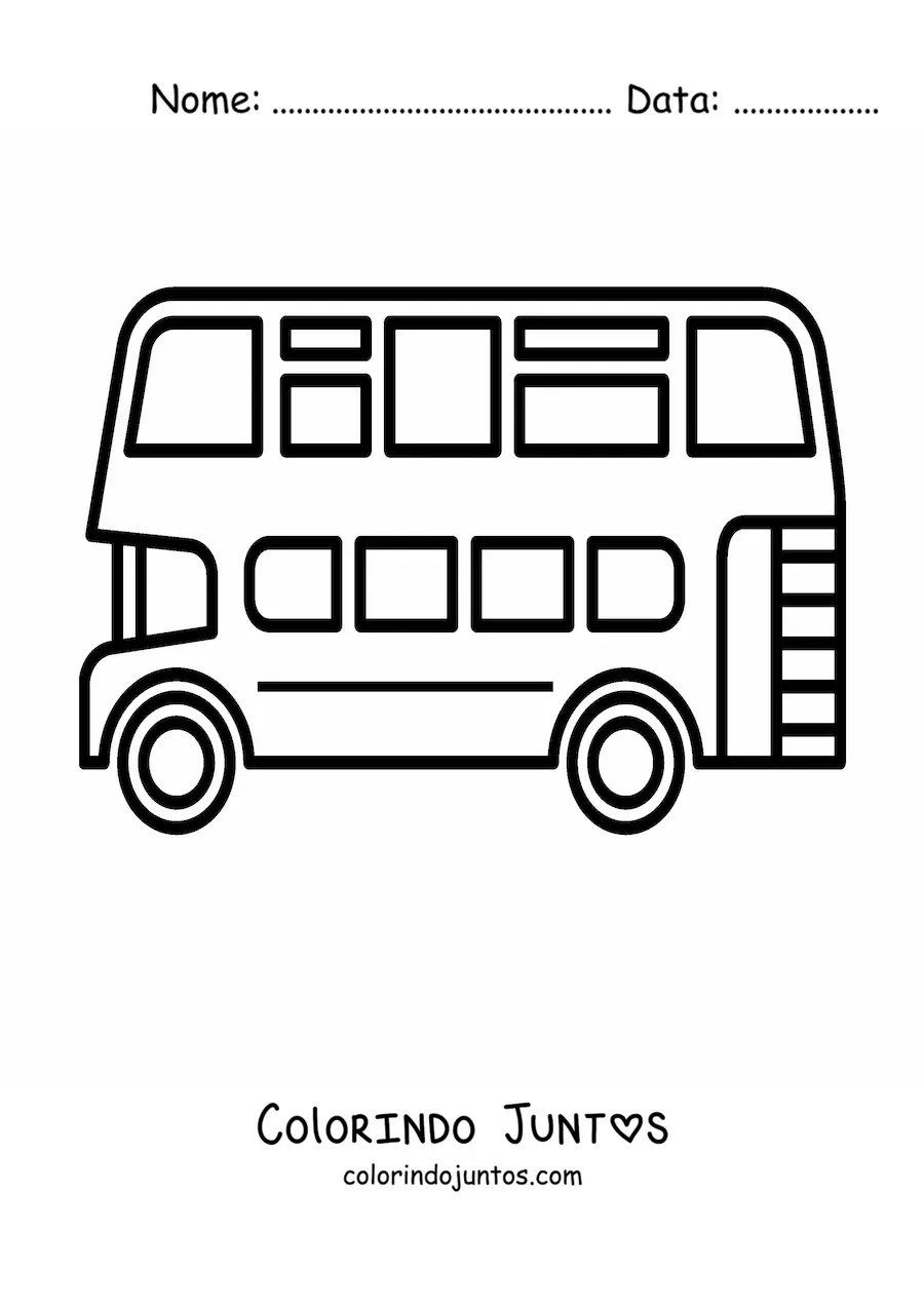 Desenho para colorir da lateral de um onibus de dois andares