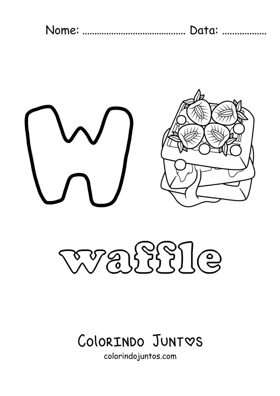 Desenho para colorir de W de waffle