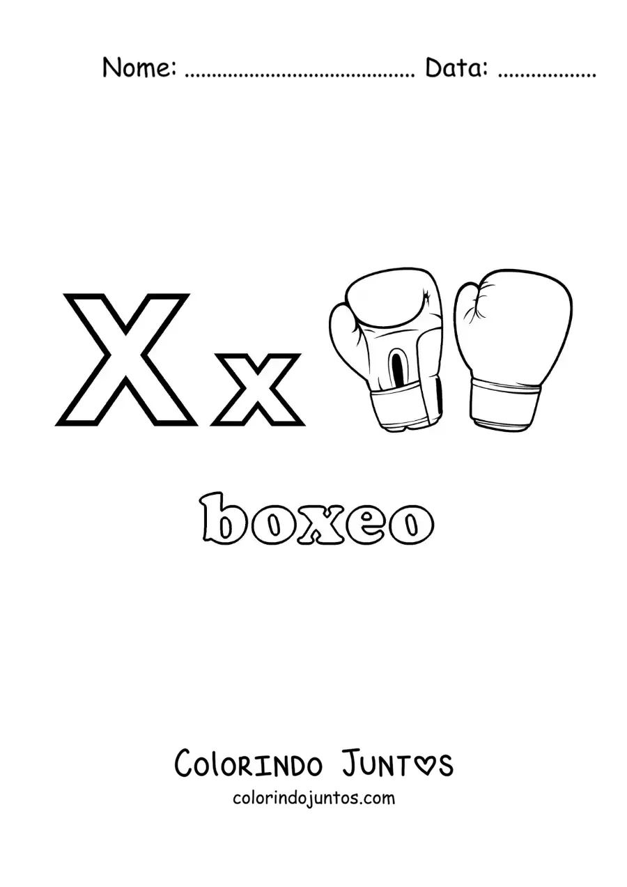 Desenho para colorir de X de boxe