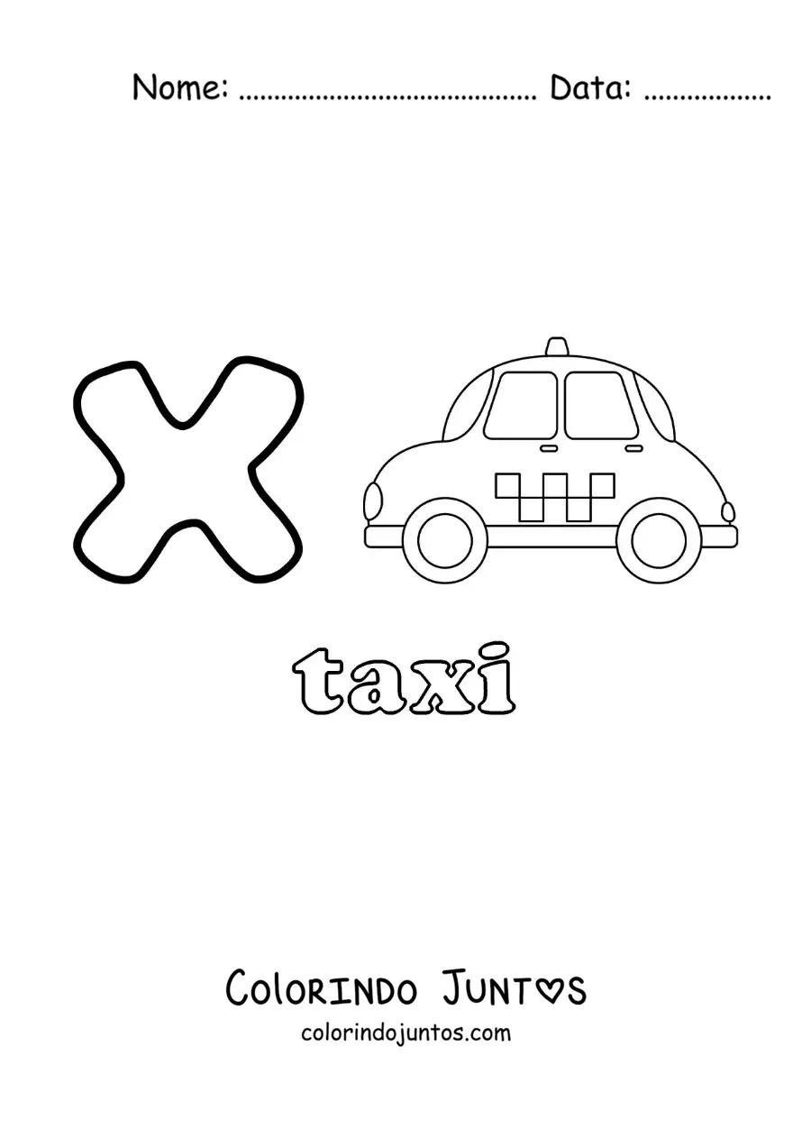 Desenho para colorir do X de táxi