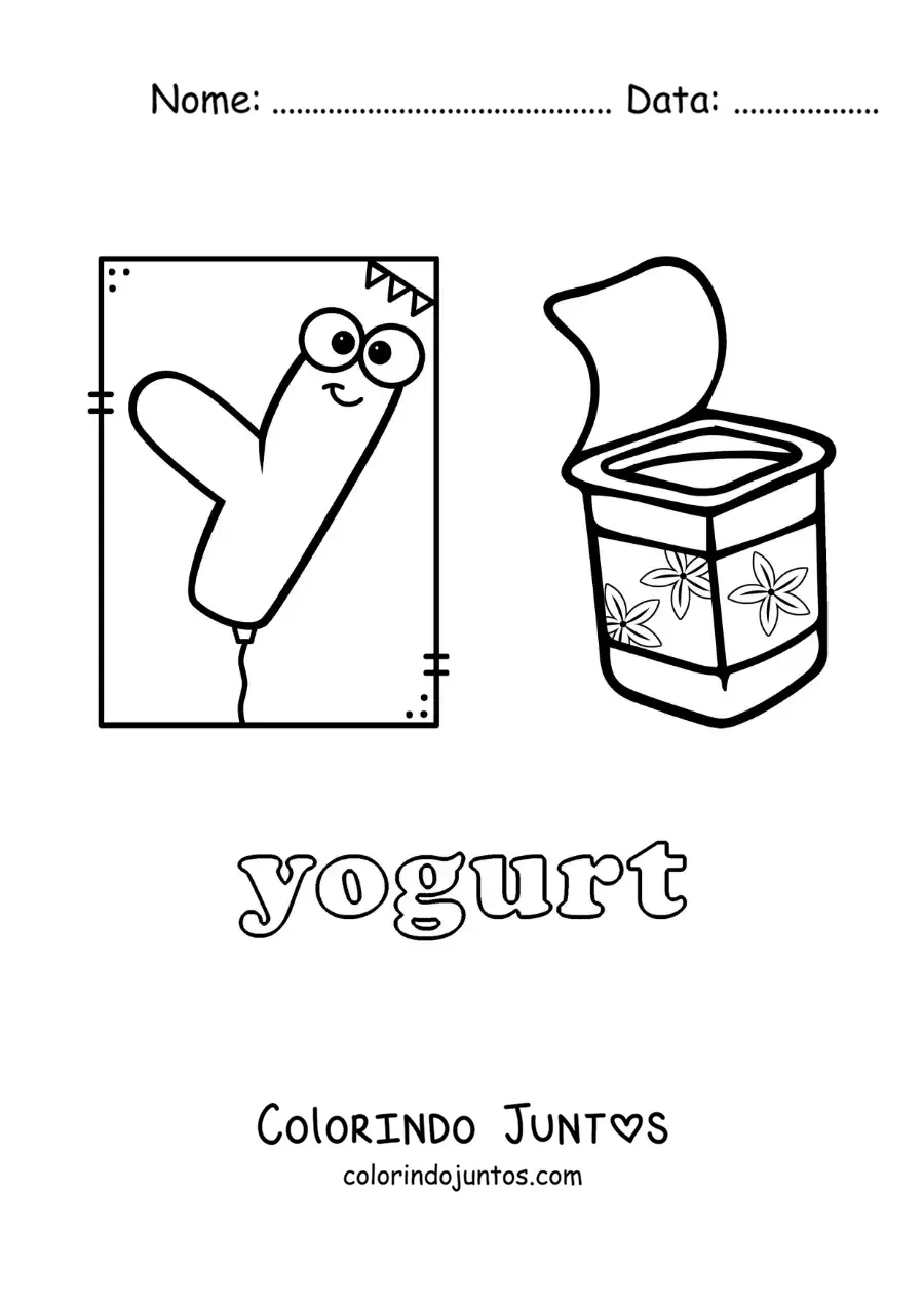 Desenho para colorir do Y de iogurte