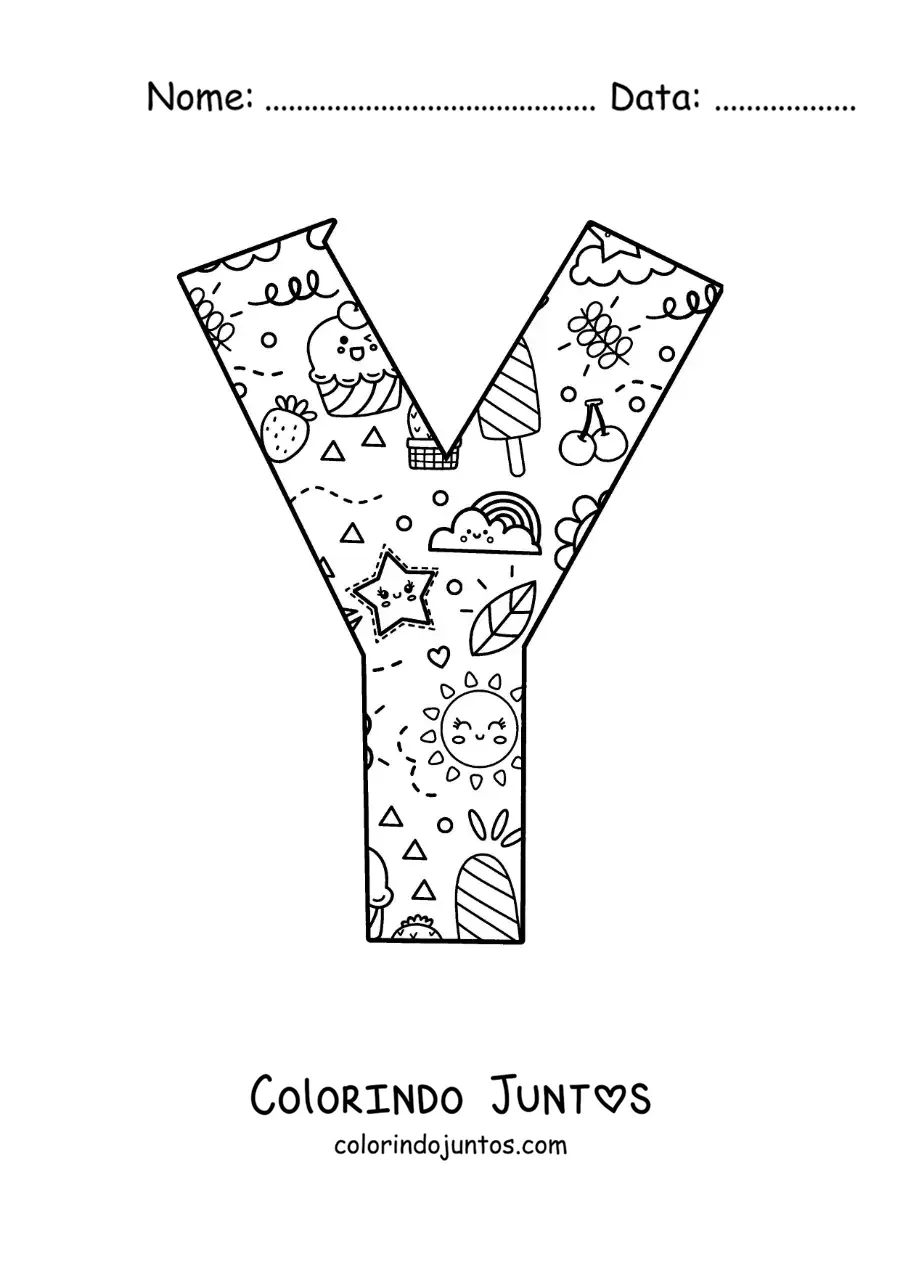 Desenho para colorir da letra Y com desenhos animados