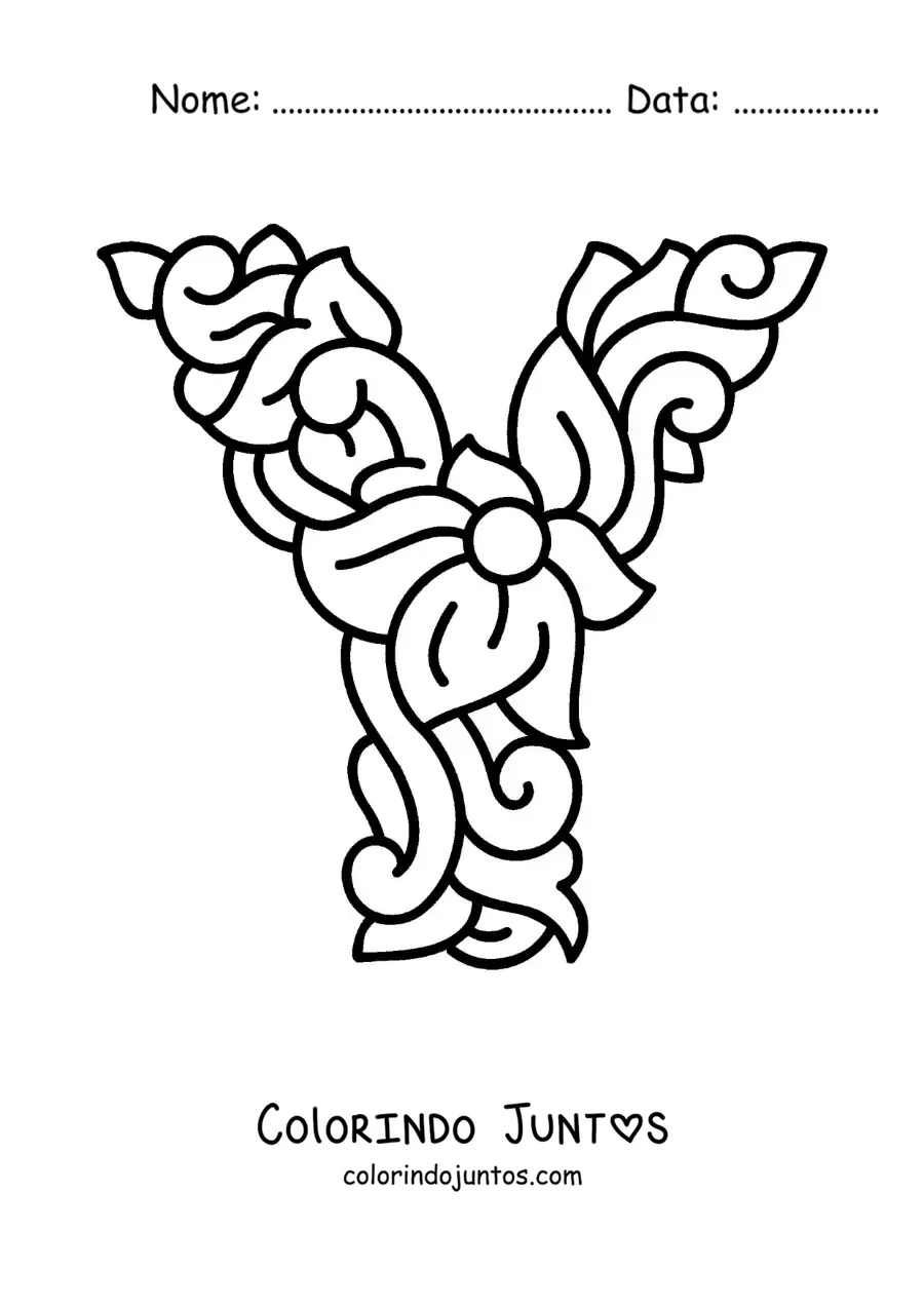 Desenho para colorir da letra Y maiúscula decorada