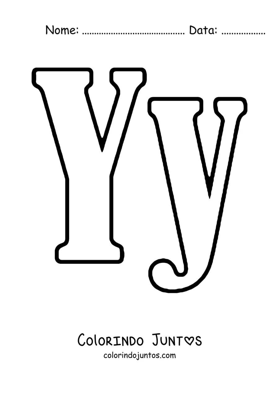 Desenho para colorir da letra Y maiúscula e minúscula grande