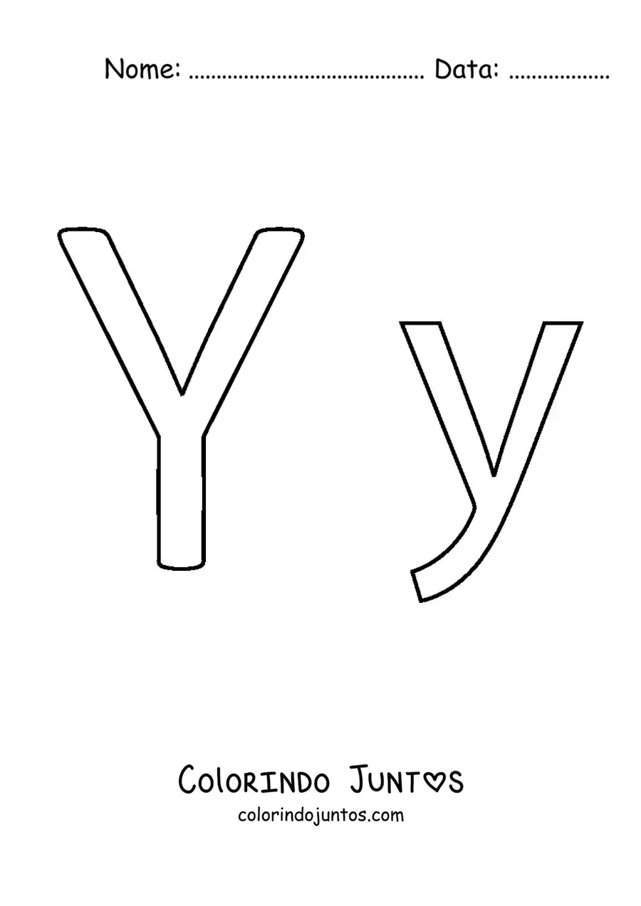 Desenho para colorir da letra Y maiúscula e minúscula fácil