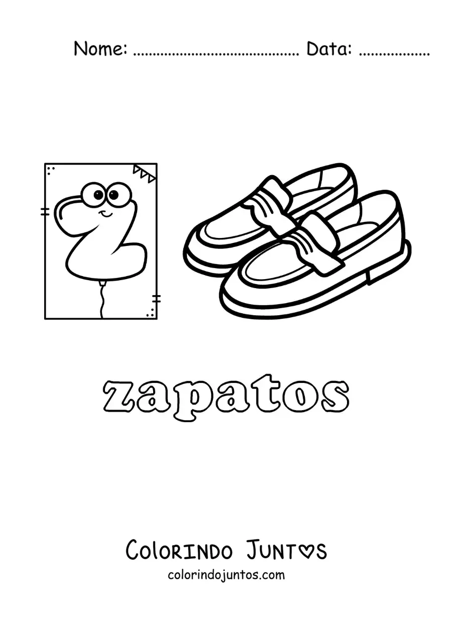 Desenho para colorir do Z de sapatos
