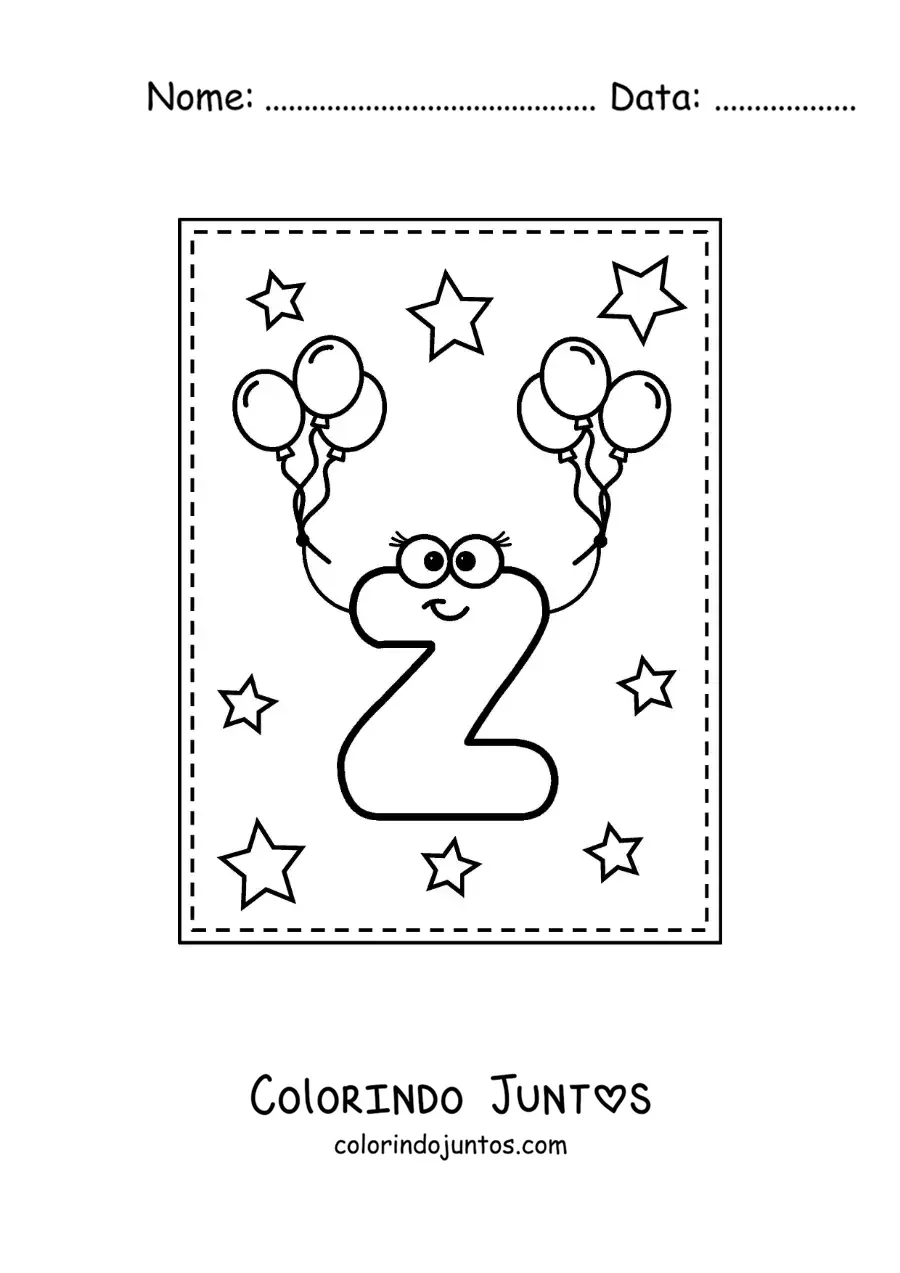 Desenho para colorir da letra Z maiúscula animada com balões