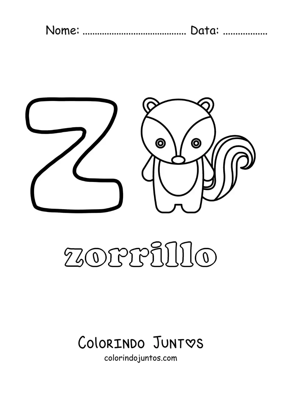 Desenho para colorir do Z de gambá