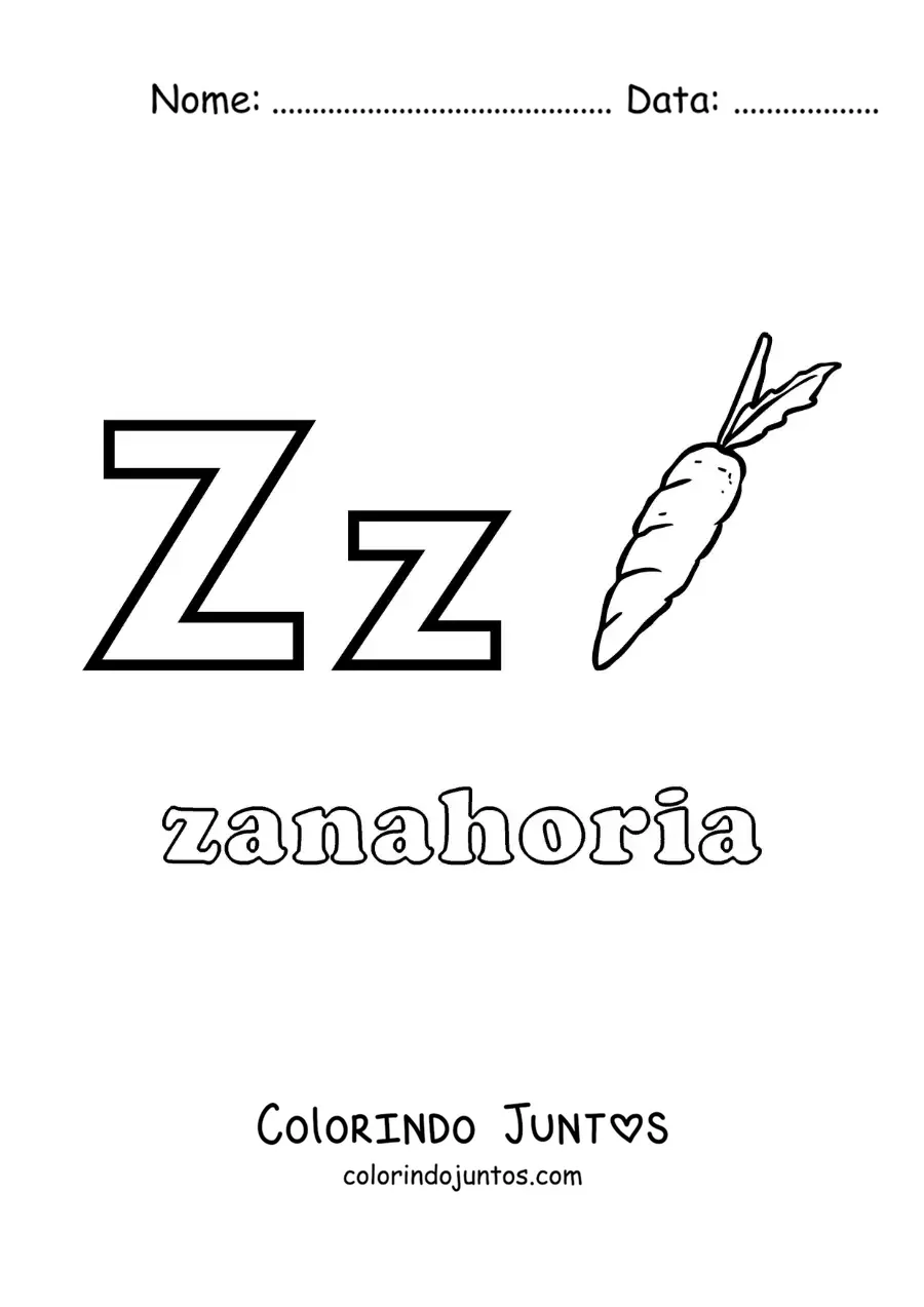 Desenho para colorir do Z de cenoura
