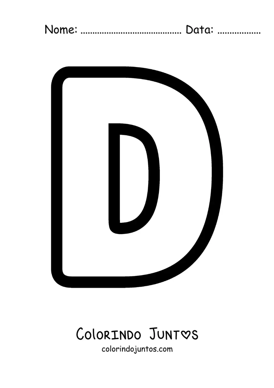 Desenho para colorir da letra D maiúscula