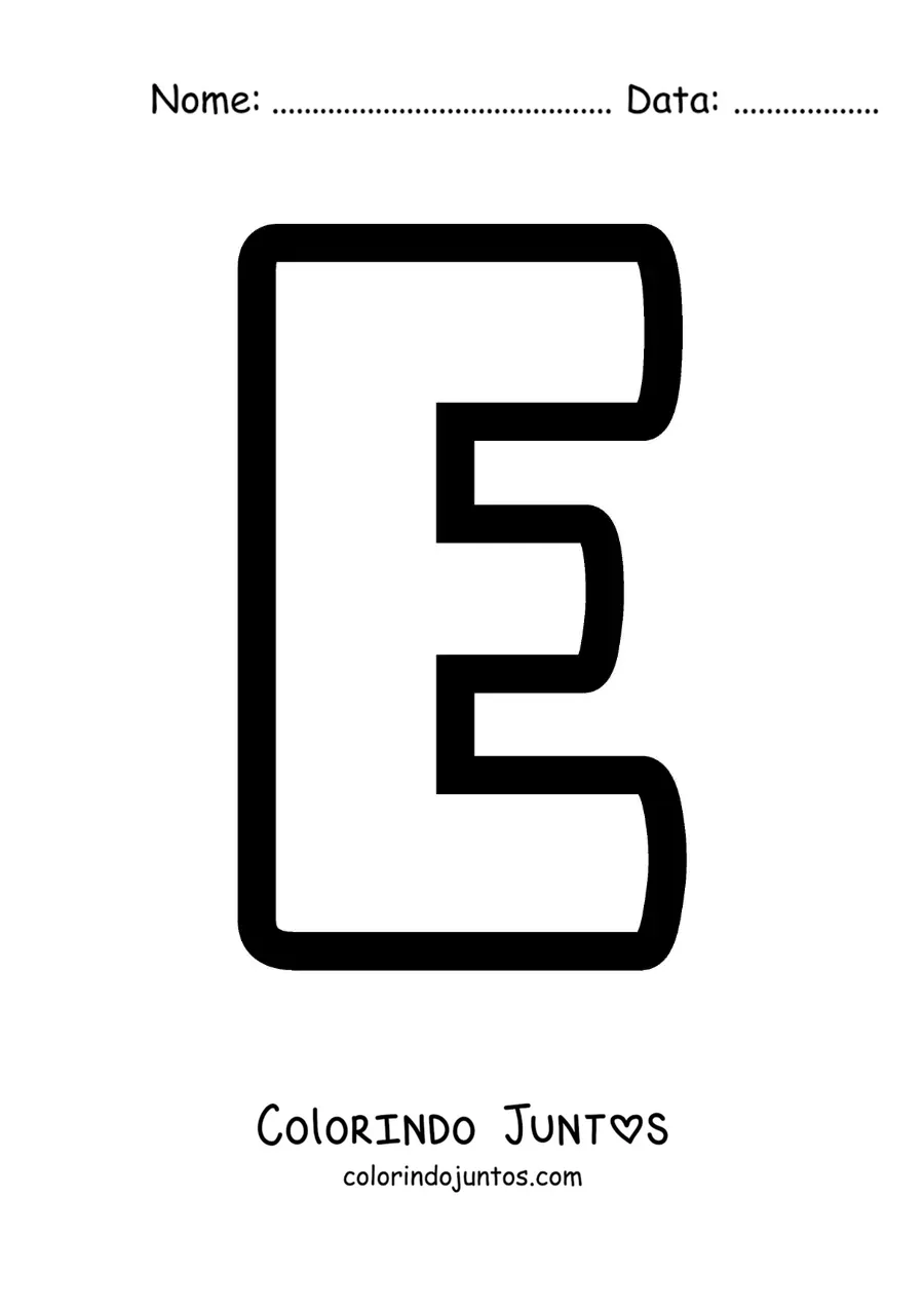 Desenho para colorir da letra E maiúscula