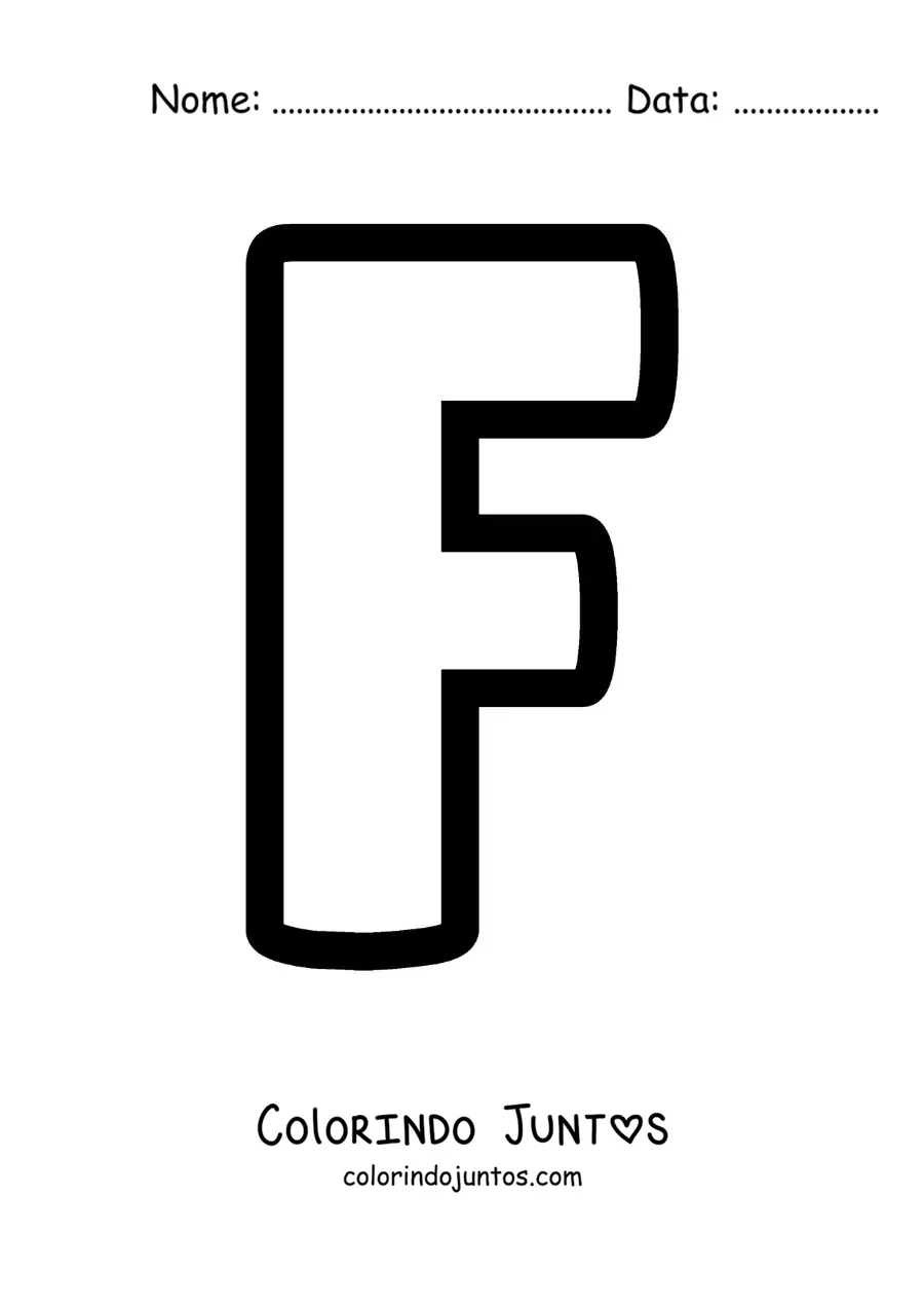 Desenho para colorir da letra F maiúscula
